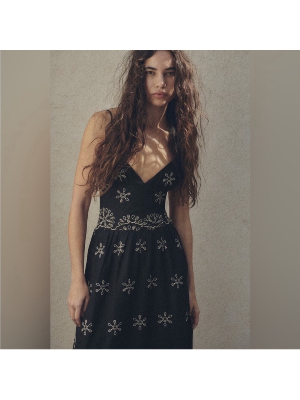 Zara Black Strapless Embroidered Evening Dress